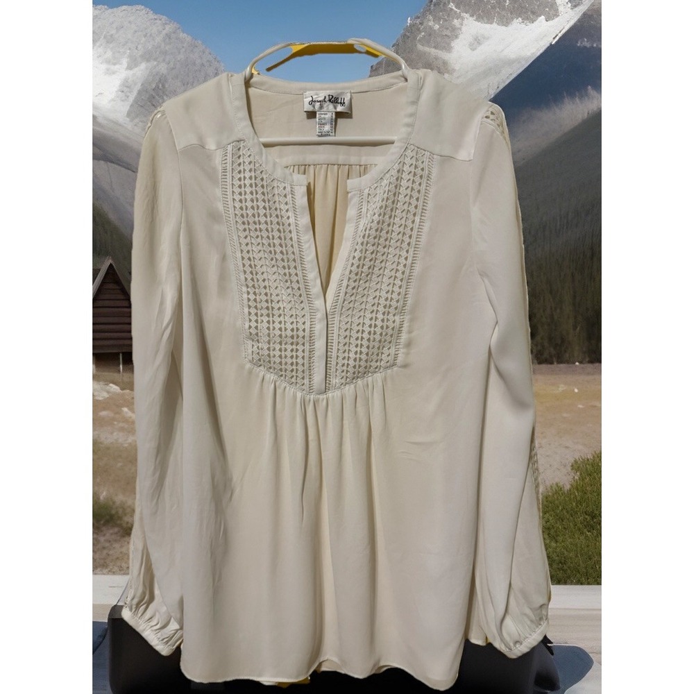 Joseph Ribkoff Oversized Small Size White Crocheted Sleeve Accents